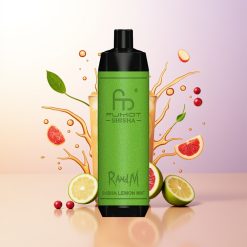 RandM Fumot Shisha 10000 Puffs Lemon Mint Disposable Vape with LED Indicator 18ml 850mAh Type-C 0.6ohm Mesh 0.5% Nicotine