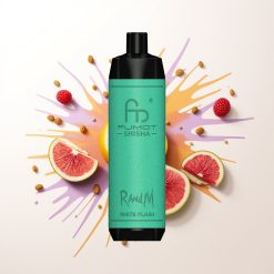 RandM Fumot Shisha 10000 Puffs White Flash Disposable Vape with LED Indicator 18ml 850mAh Type-C 0.6ohm Mesh 0.5% Nicotine